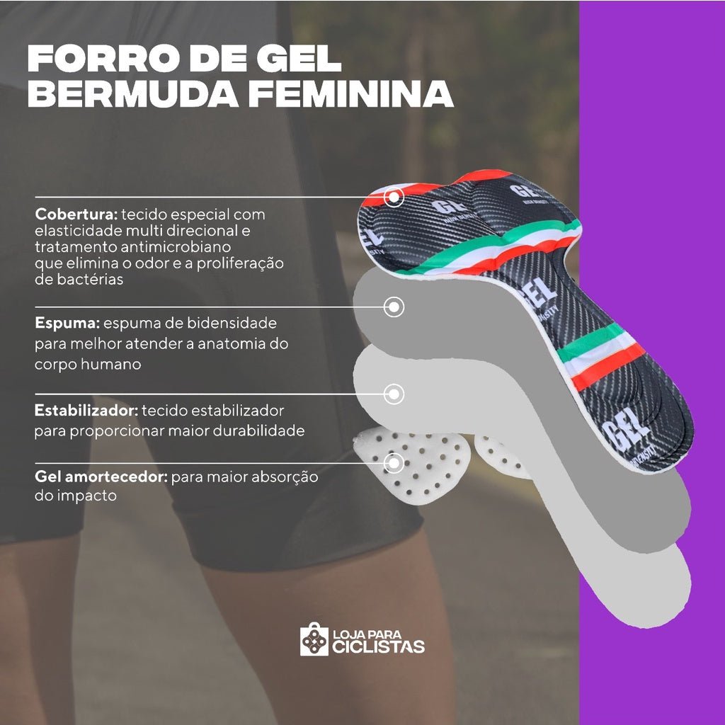 Bermuda Ciclismo Feminina em Gel - Pedal Trek